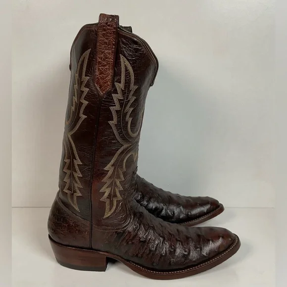 Rios Of Mercedes Tobacco Brown Ostrich Cowboy Boots Men’s 8.5 B | Women’s 9.5 - Picture 12 of 16